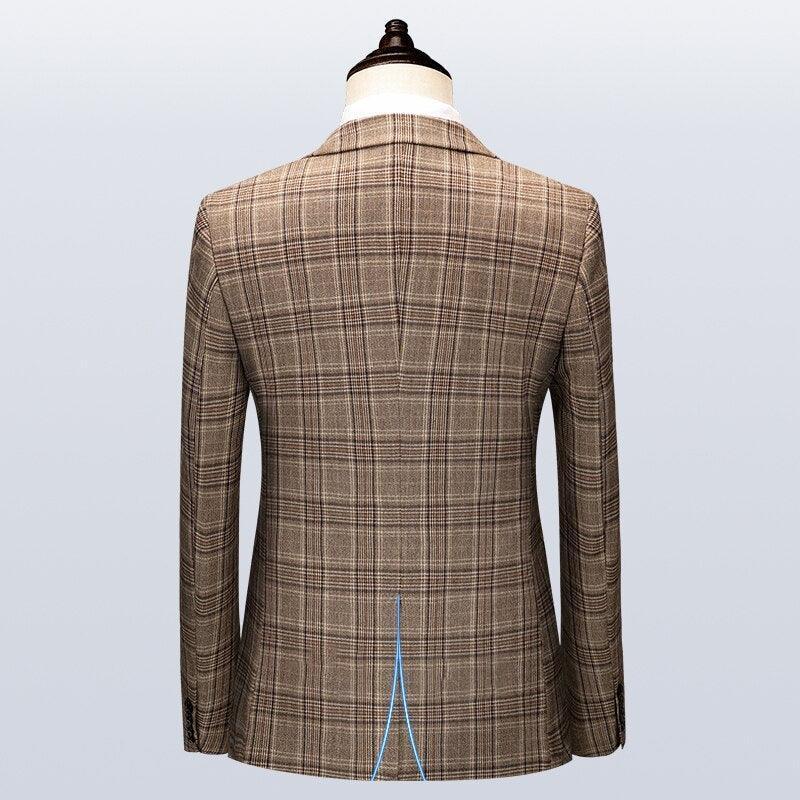 Men Suit - Boglioli Brown Plaid 3-Piece Suit - 3-Piece Suit - Guocali