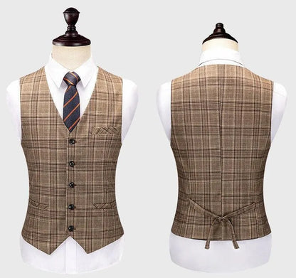 Men Suit - Boglioli Brown Plaid 3-Piece Suit -Guocali