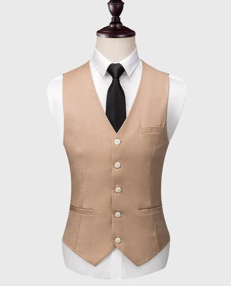 Men Suit - Camel 3-Piece Suit -Guocali