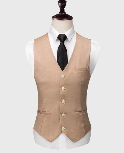 Men Suit - Camel 3-Piece Suit -Guocali
