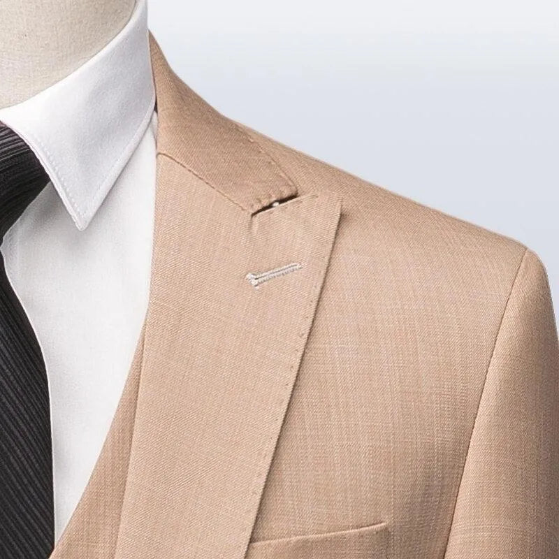 Men Suit - Camel 3-Piece Suit -Guocali