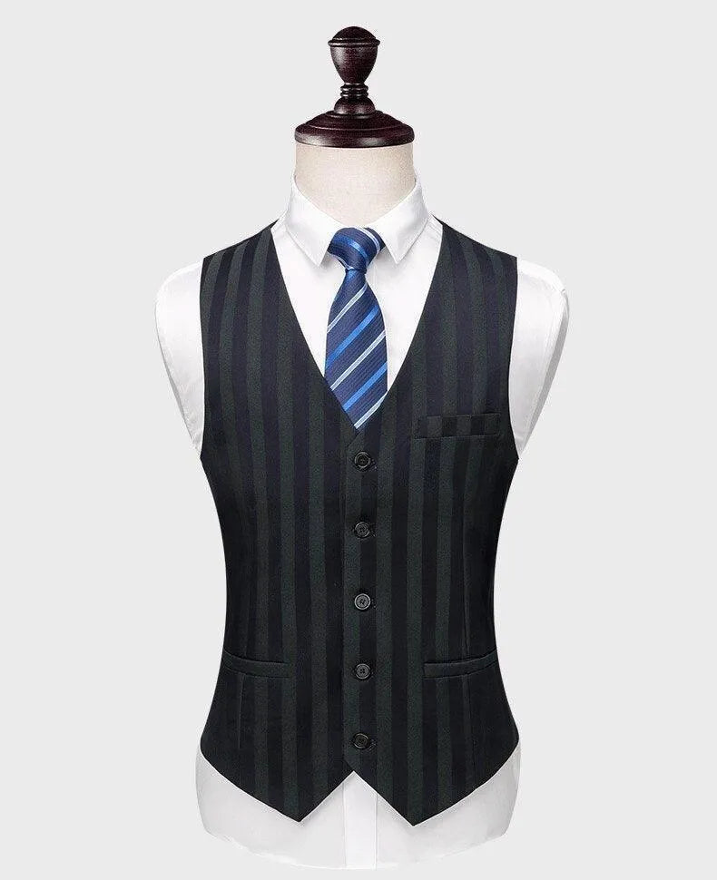 Men Suit - Caruso Striped 3-Piece Suit -Guocali