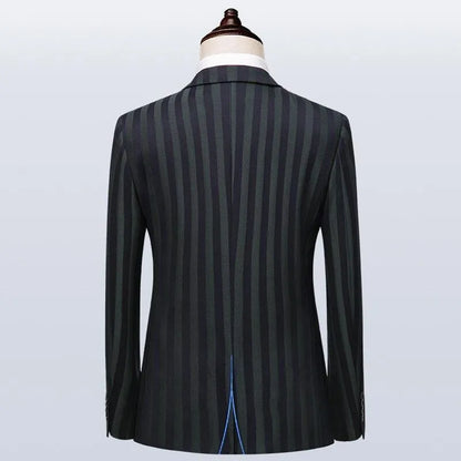 Men Suit - Caruso Striped 3-Piece Suit -Guocali
