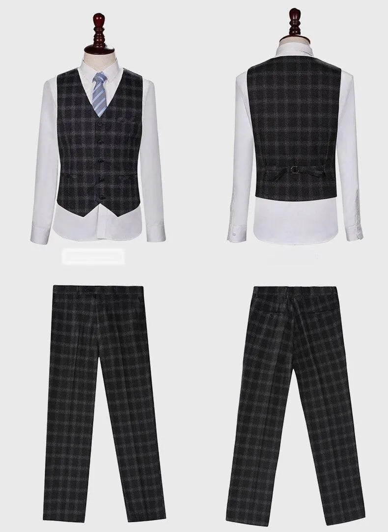 Men Suit - Crawford Plaid 3-Piece Suit -Guocali