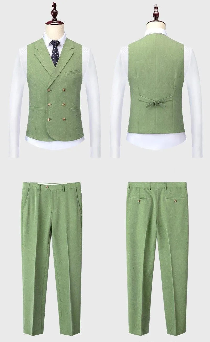 Men Suit - Isaia Green 3-Piece Suit -Guocali