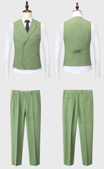 Men Suit - Isaia Green 3-Piece Suit -Guocali