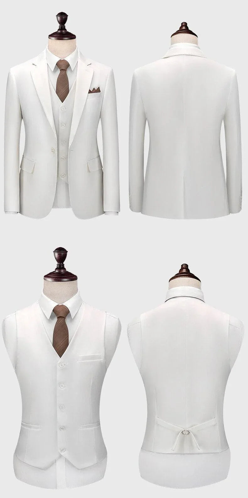 Men Suit - Marcus White Wedding 3-Piece Suit -Guocali