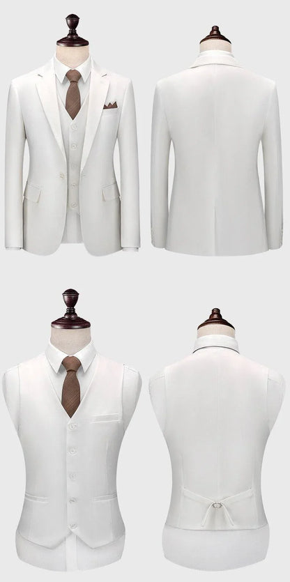 Men Suit - Marcus White Wedding 3-Piece Suit -Guocali