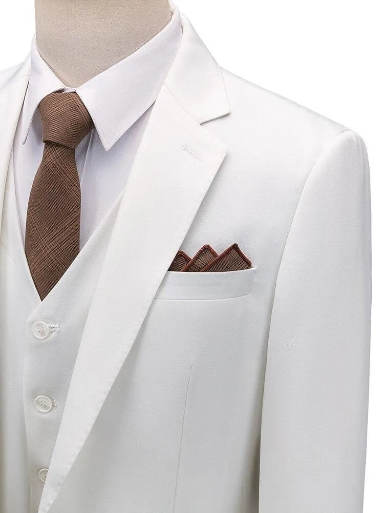 Men Suit - Marcus White Wedding 3-Piece Suit -Guocali