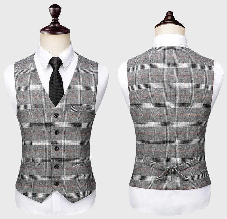 Men Suit - Rubinacci Plaid 3-Piece Suit -Guocali