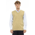 Men Sweater Vest - Lightweight - V-Neck Beige -Guocali