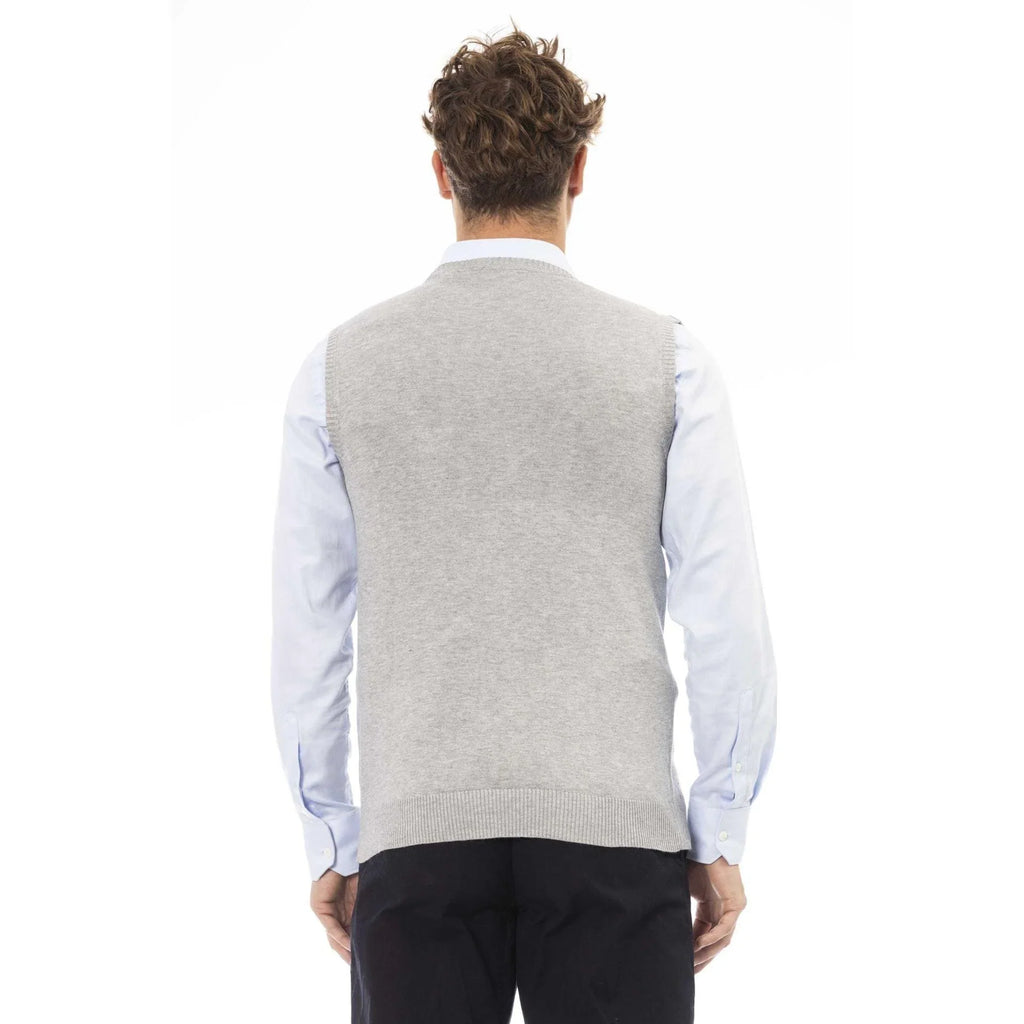 Men Sweater Vest - Lightweight - V-Neck Gray -Guocali