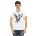 Men V-Neck Short-Sleeves T-Shirt – Breathable - White -Guocali
