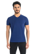 Men V-Neck Short-Sleeves T-Shirt – Breathable - Blue -Guocali