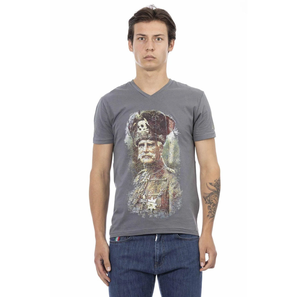 Men V-Neck Short-Sleeves T-Shirt – Breathable - Gray -Guocali