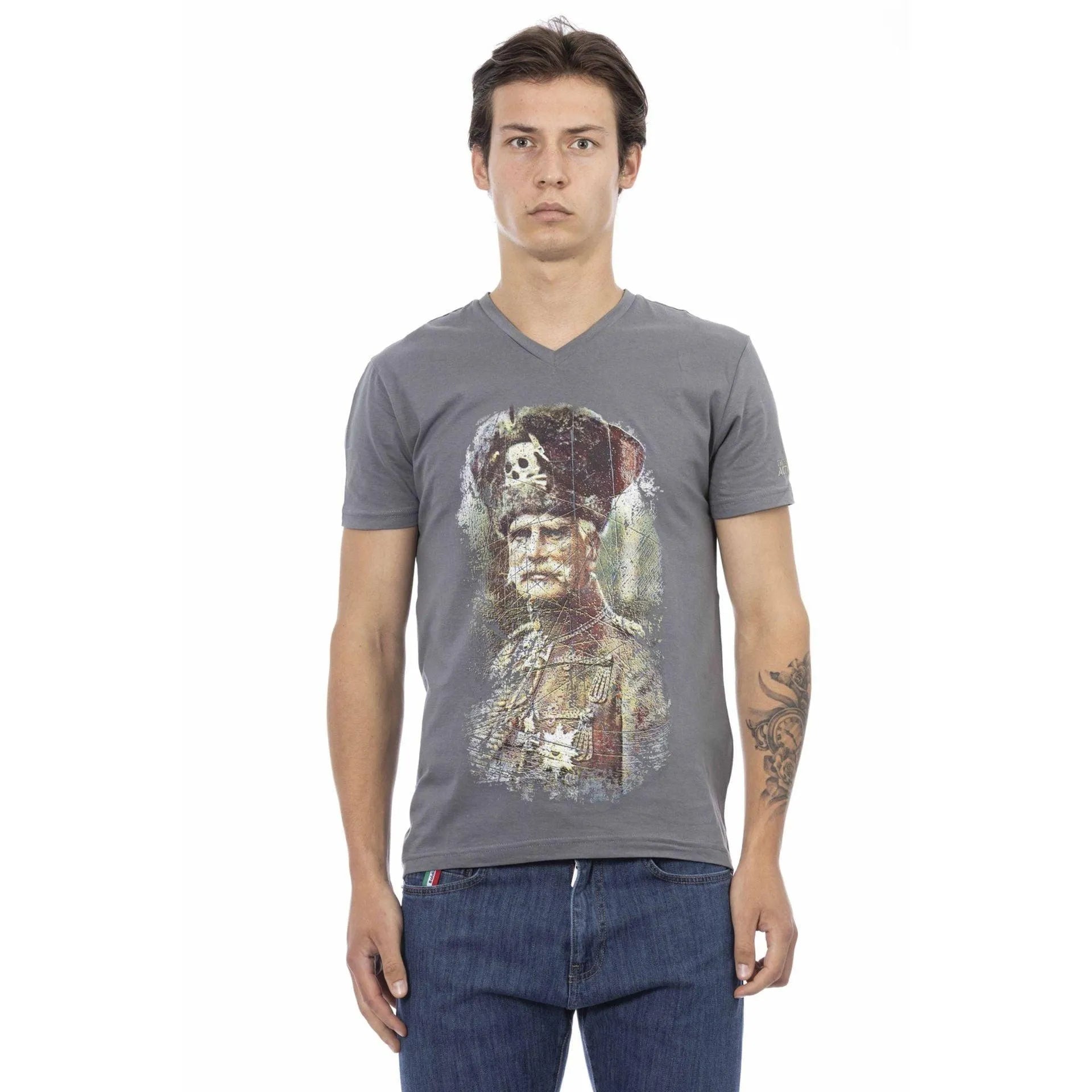 Men V-Neck Short-Sleeves T-Shirt – Breathable - Gray -Guocali