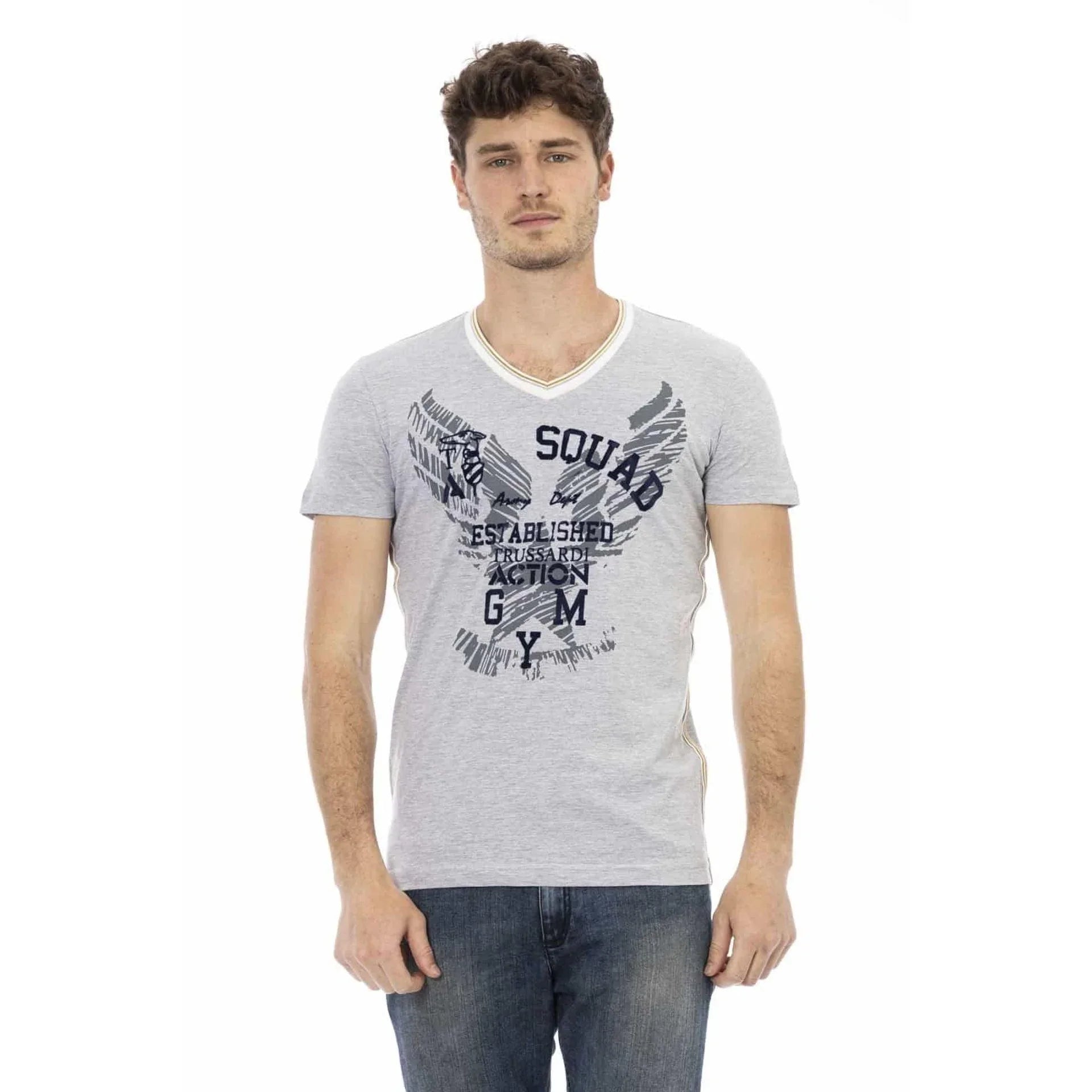 Men V-Neck Short-Sleeves T-Shirt – Breathable - Gray -Guocali