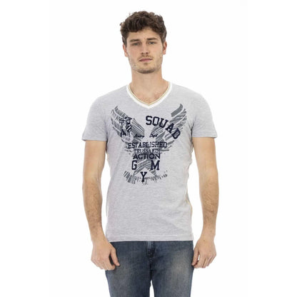 Men V-Neck Short-Sleeves T-Shirt – Breathable - Gray -Guocali