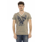 Men V-Neck Short-Sleeves T-Shirt – Breathable - Green -Guocali