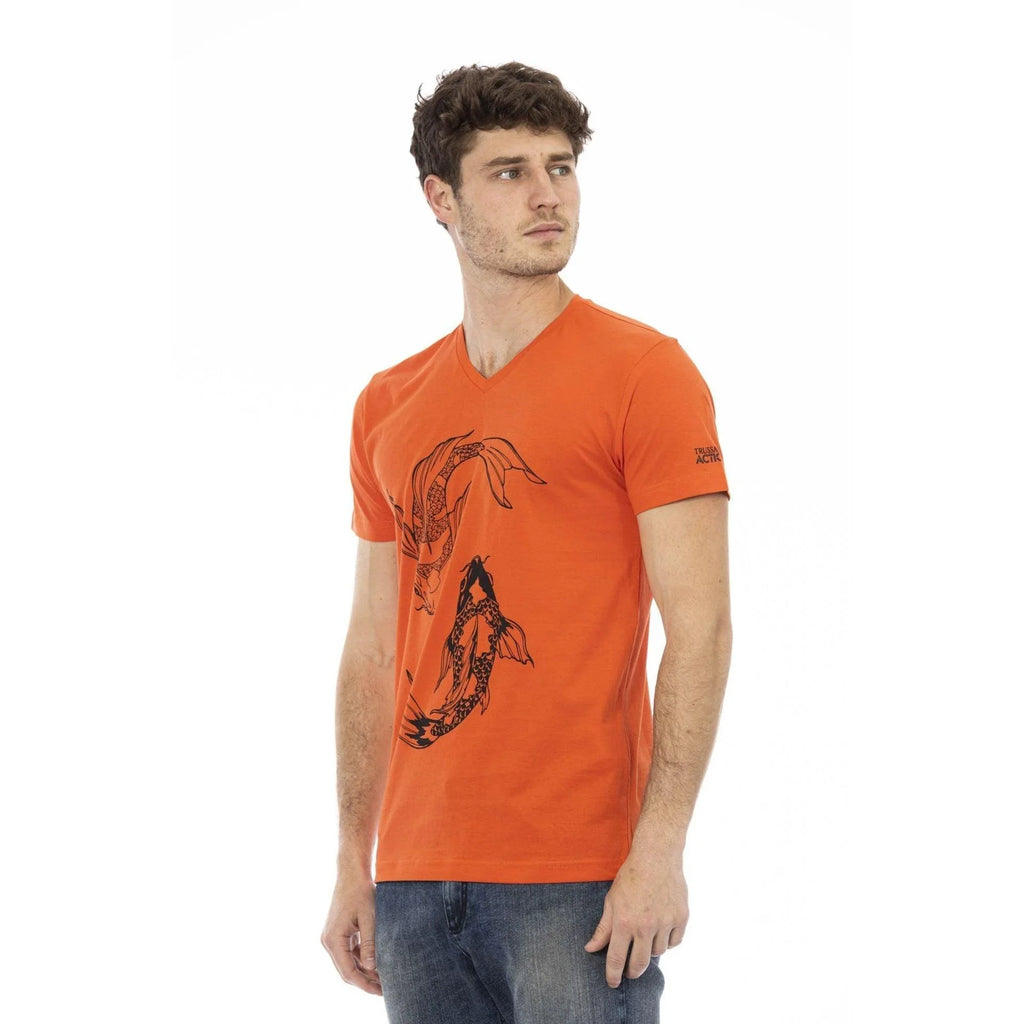 Men V-Neck Short-Sleeves T-Shirt – Breathable - Red -Guocali