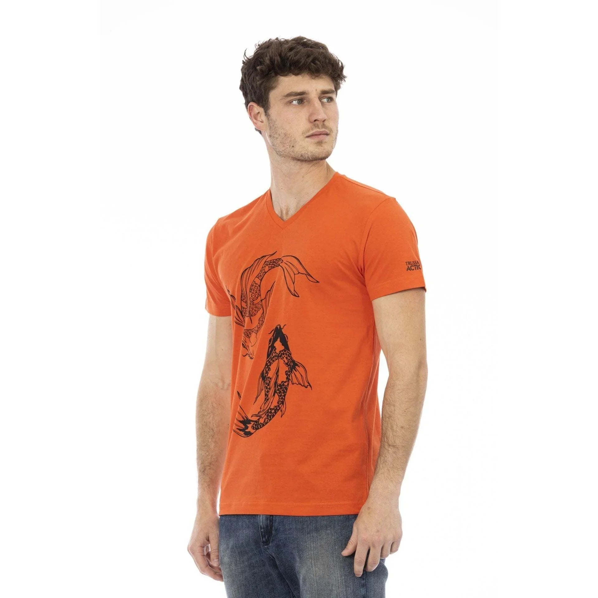 Men V-Neck Short-Sleeves T-Shirt – Breathable - Red -Guocali