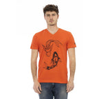 Men V-Neck Short-Sleeves T-Shirt – Breathable - Red -Guocali