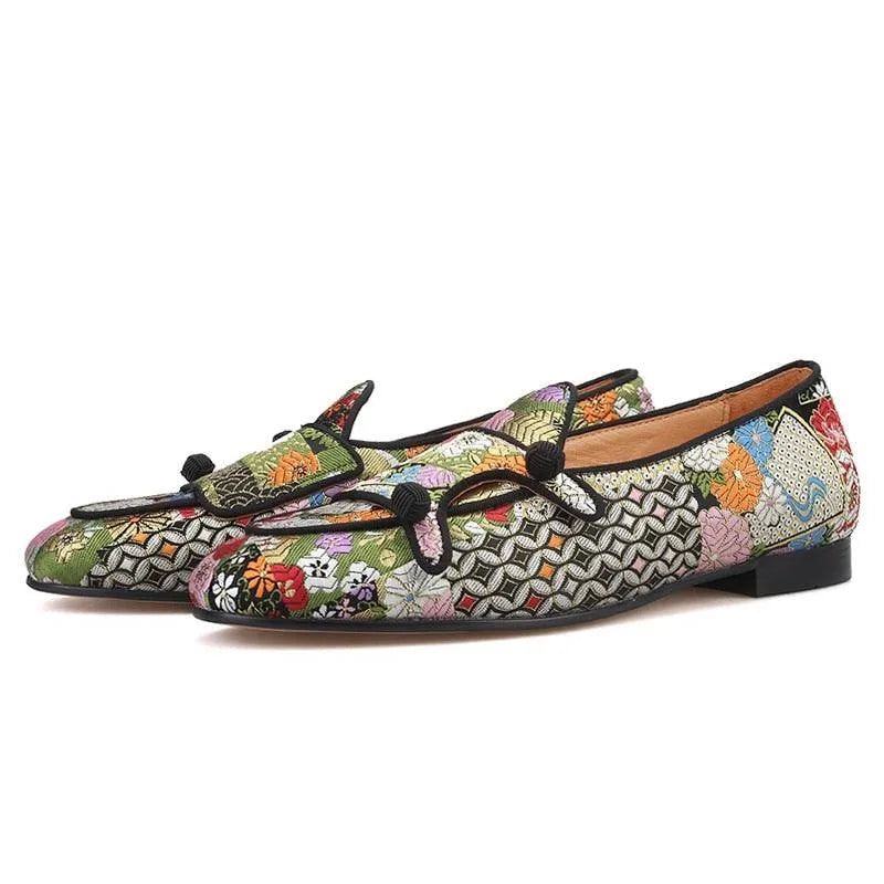 Men's Embroidered Slipper Monk Strap Dress Loafers – Monk Strap Shoes | GUOCALI
