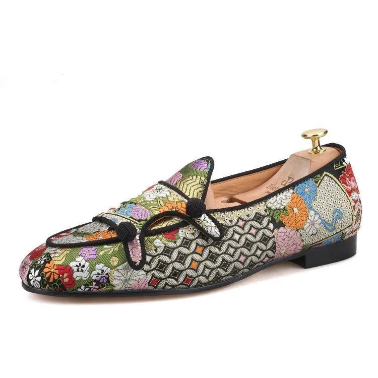 Men's Embroidered Slipper Monk Strap Dress Loafers – Monk Strap Shoes | GUOCALI – view 6