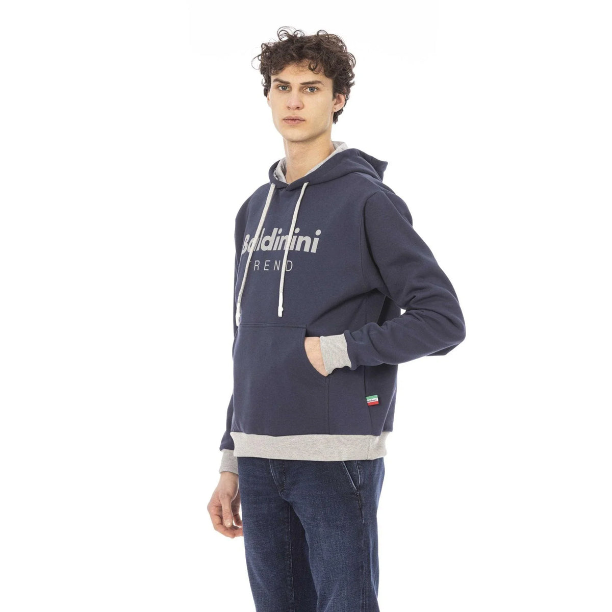 Men's hoodie Baldinini Trend Logo Kangaroo Pocket Cotton Navy – view 2
