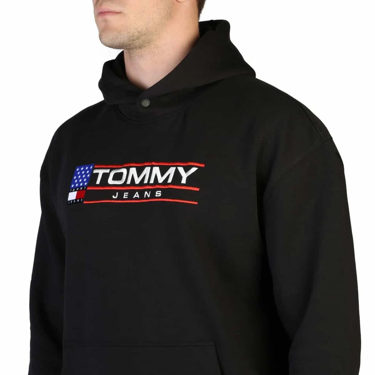 Men's hoodie Tommy Hilfiger Logo Kangaroo Pocket Black – view 3