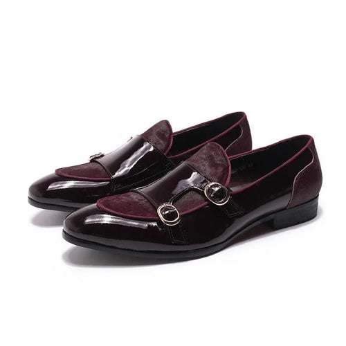 Men's Patent Leather Double Monk Strap Shoes – Monk Strap Shoes | GUOCALI