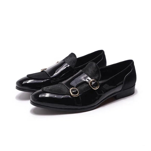 Men's Patent Leather Double Monk Strap Shoes – Monk Strap Shoes | GUOCALI – view 2