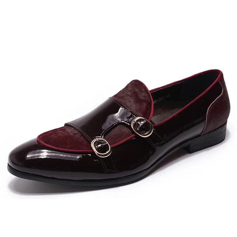 Men's Patent Leather Double Monk Strap Shoes – Monk Strap Shoes | GUOCALI – view 9