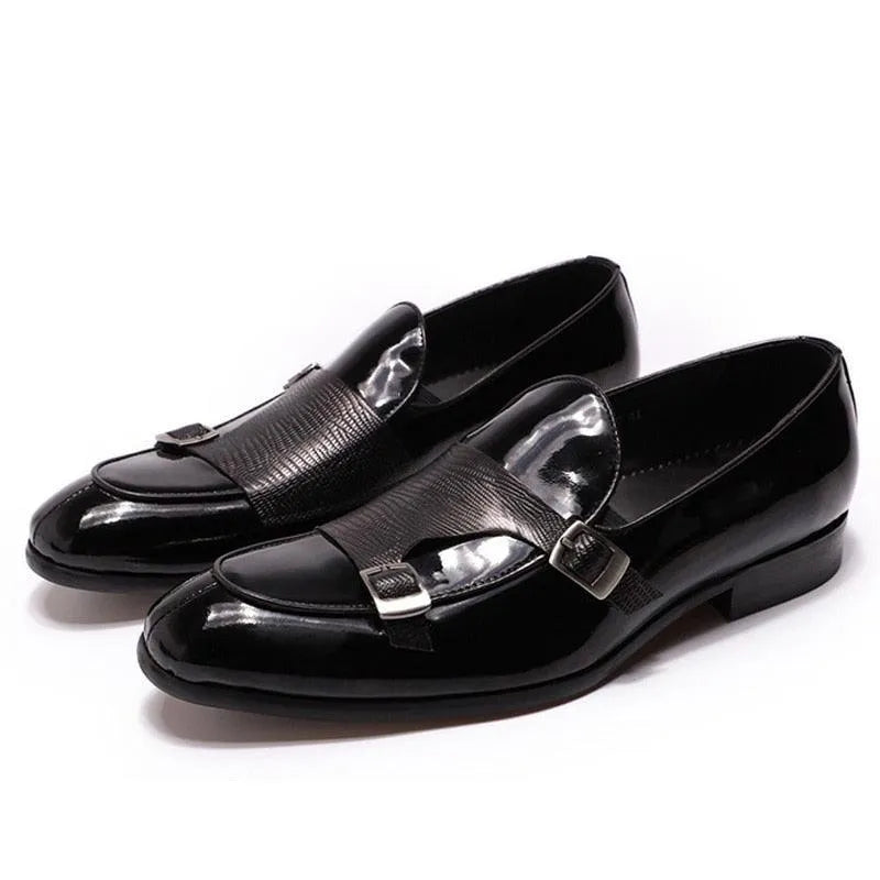 Men's Patent Leather Monk Strap Loafers – Loafers | GUOCALI