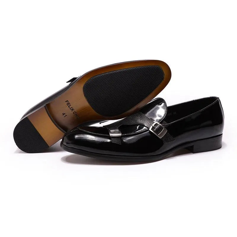 Men's Patent Leather Monk Strap Loafers – Loafers | GUOCALI – view 8