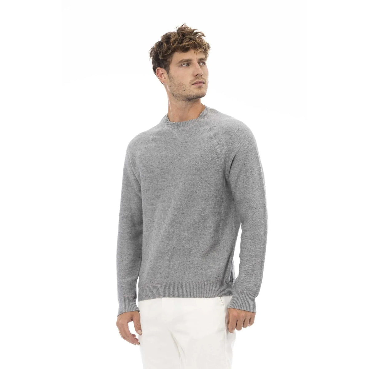 Men's sweatshirt Alpha Studio Minimalist Round Neck Grey – view 2