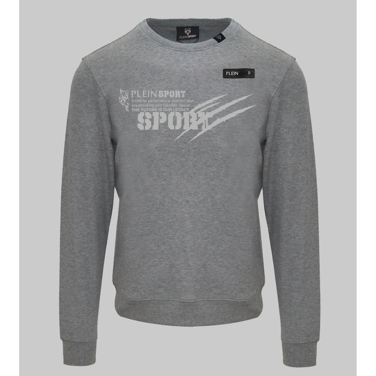 Men's sweatshirt Plein Sport Logo Set-In Sleeves Crewneck Grey – main view