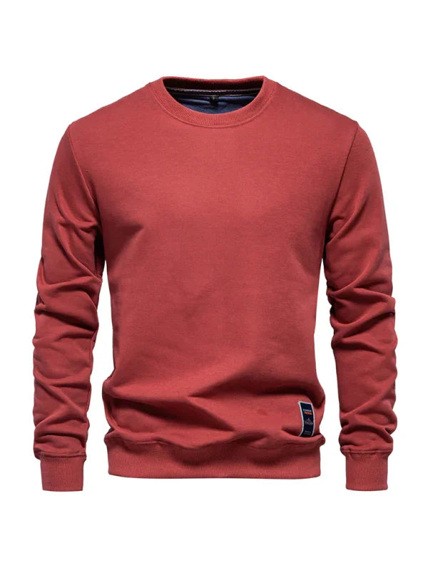 Men's Loose Solid Color Round Neck Casual Long Sleeve Sweatshirt