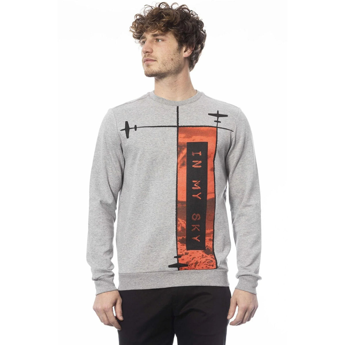 Men's sweatshirt Trussardi Graphic Logo Crew Neck Cotton Grey – main view