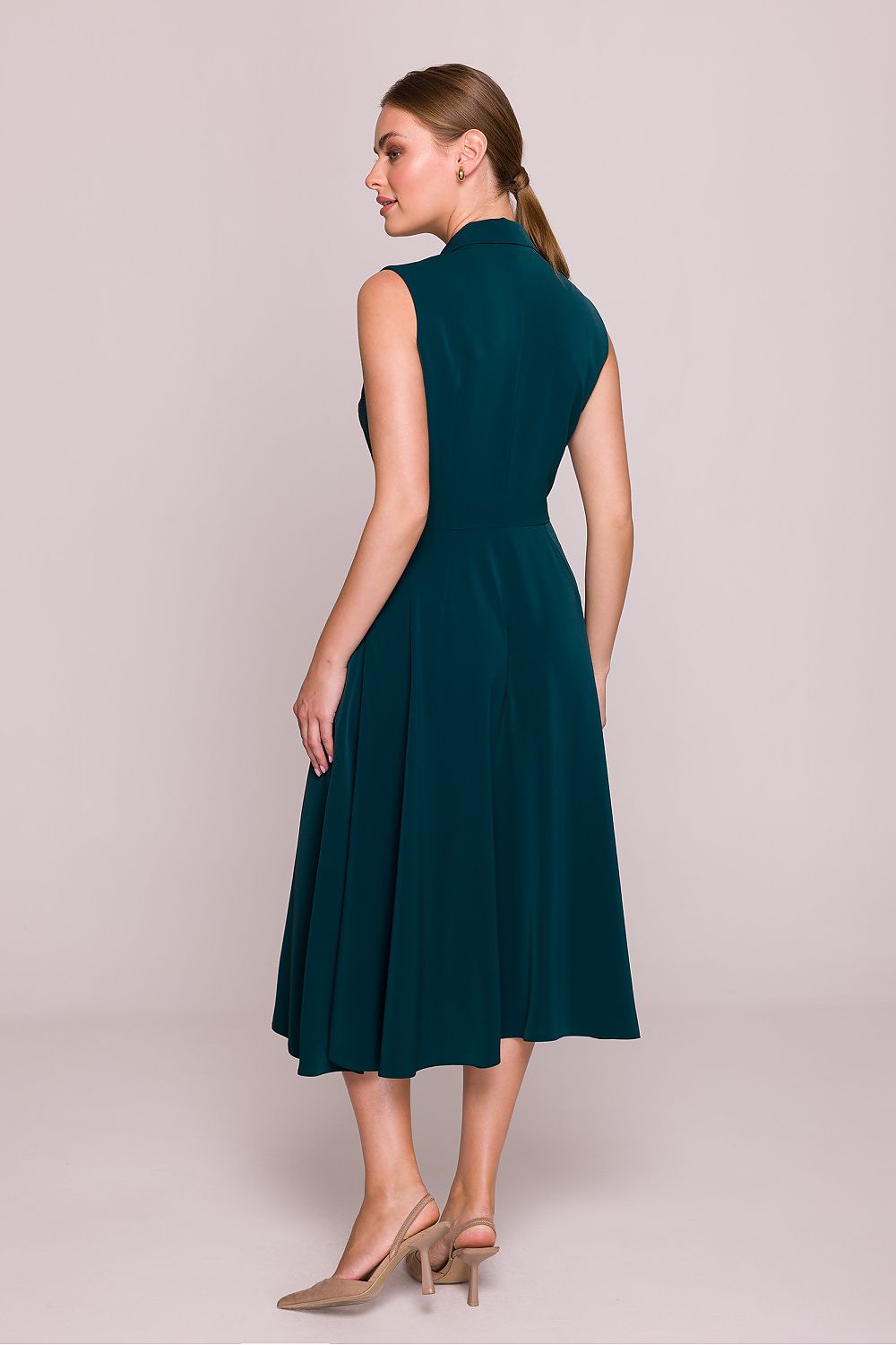 Midi Wedding Guest Dress – V-Neck, Fit-and-Flare – Daydress | GUOCALI – view 2