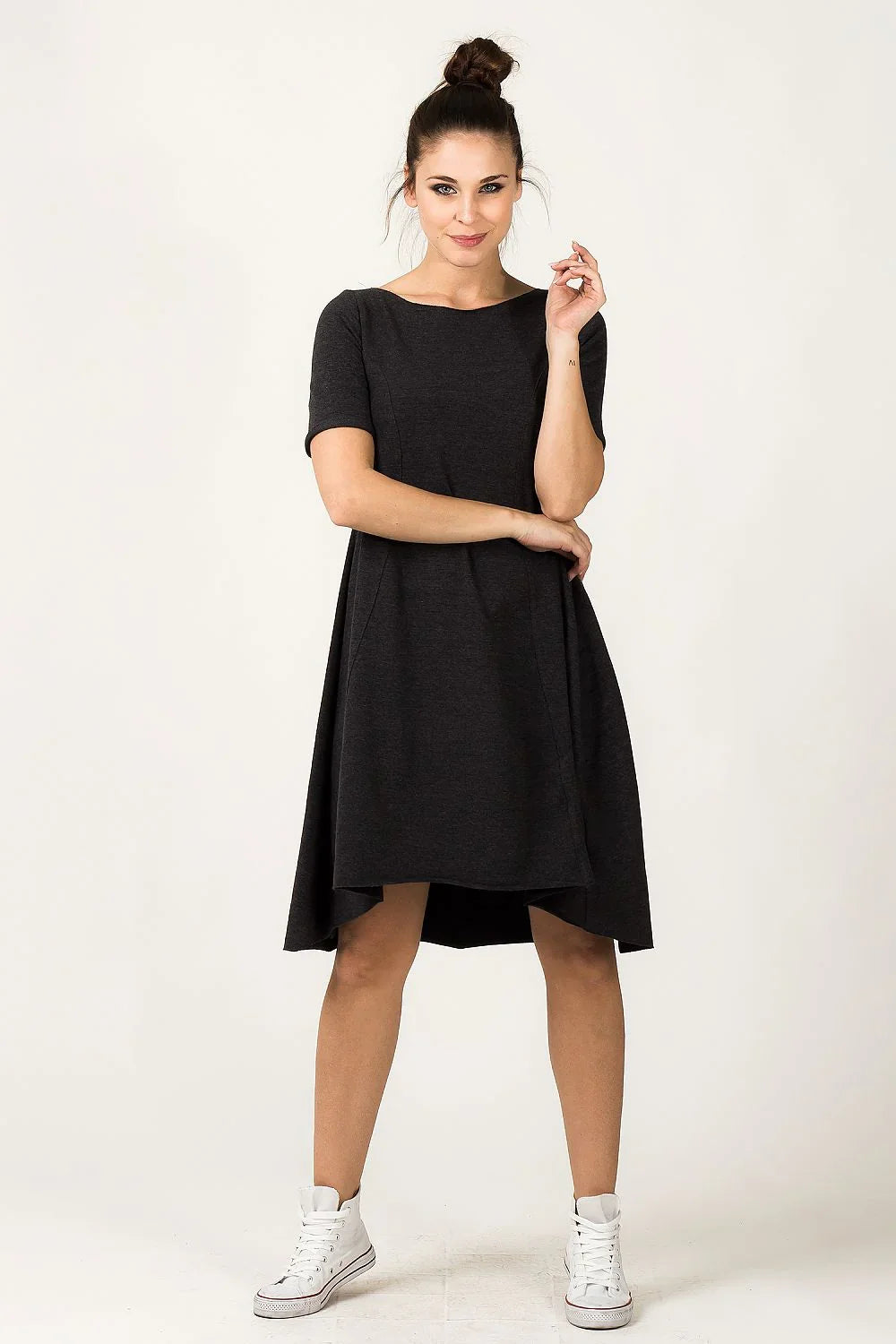 Minimalist Boat Neck Short Sleeves Day Dress