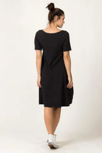 Minimalist Boat Neck Short Sleeves Day Dress