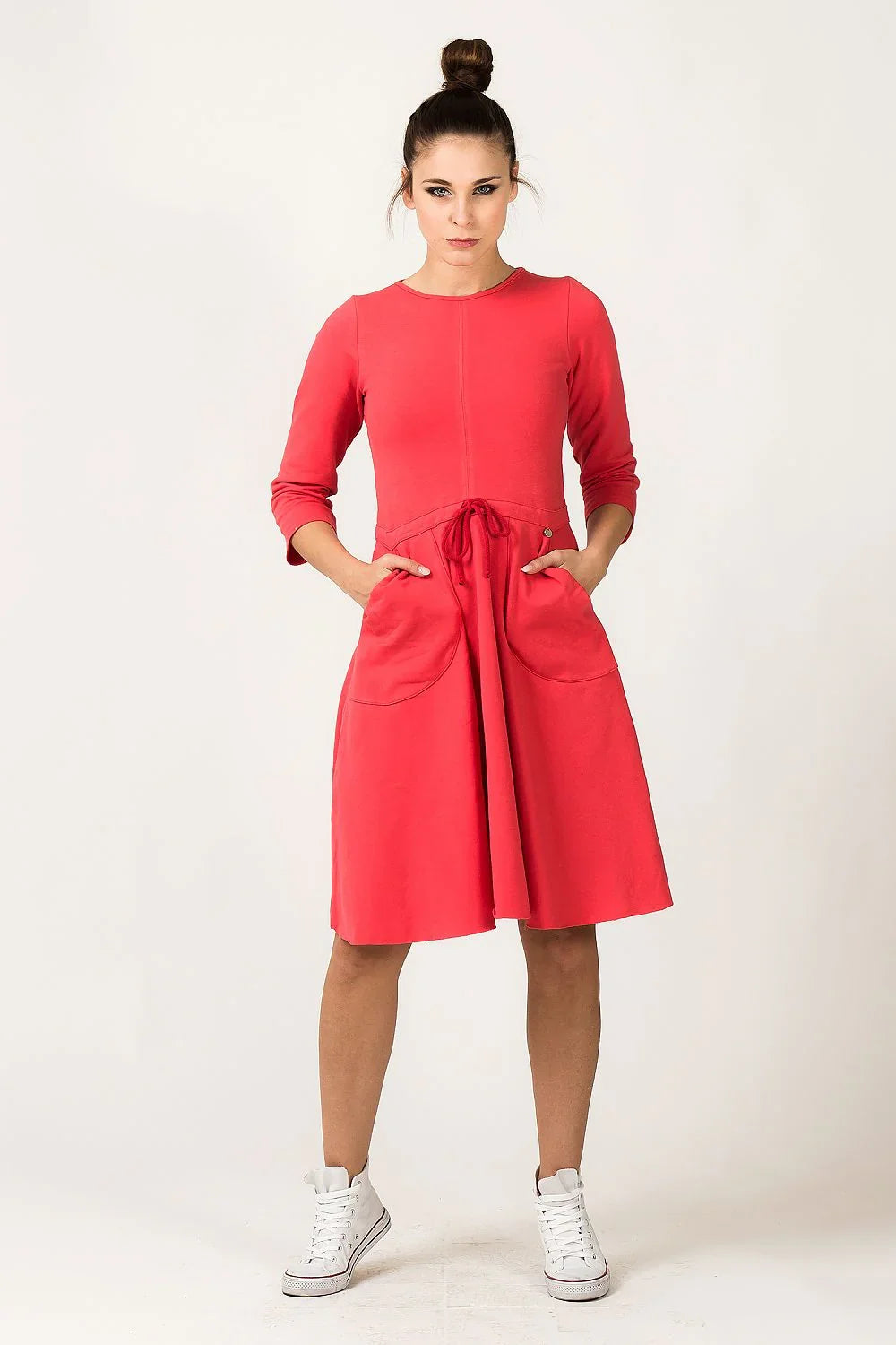 Minimalist Boat Neck Short Sleeves Day Dress
