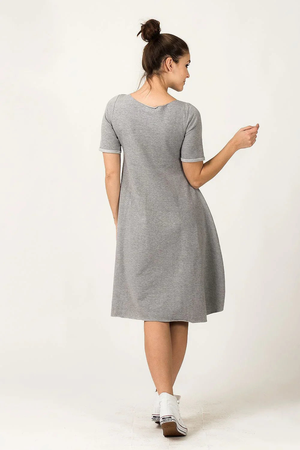 Minimalist Boat Neck Short Sleeves Day Dress