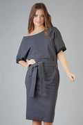 Minimalist Boat Neck Short Sleeves Day Dress