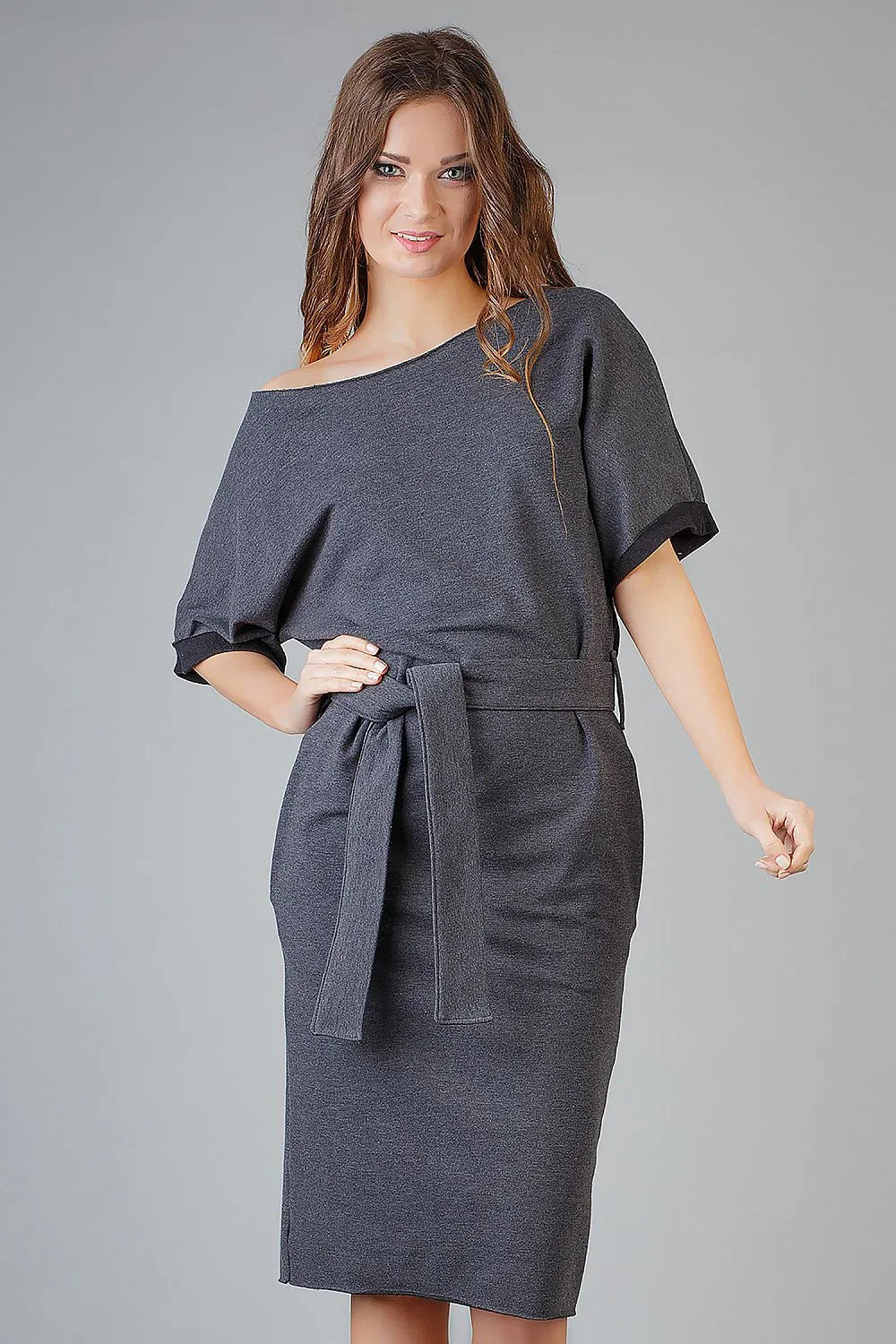 Minimalist Boat Neck Short Sleeves Day Dress