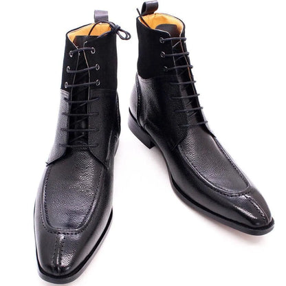 Nevan Leather LaceUp Ankle Boots -Guocali