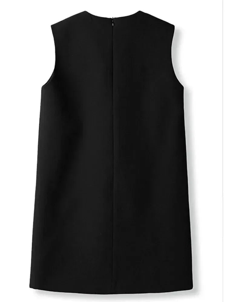 O-Neck Sleeveless Bow Beading Short Dress -Guocali