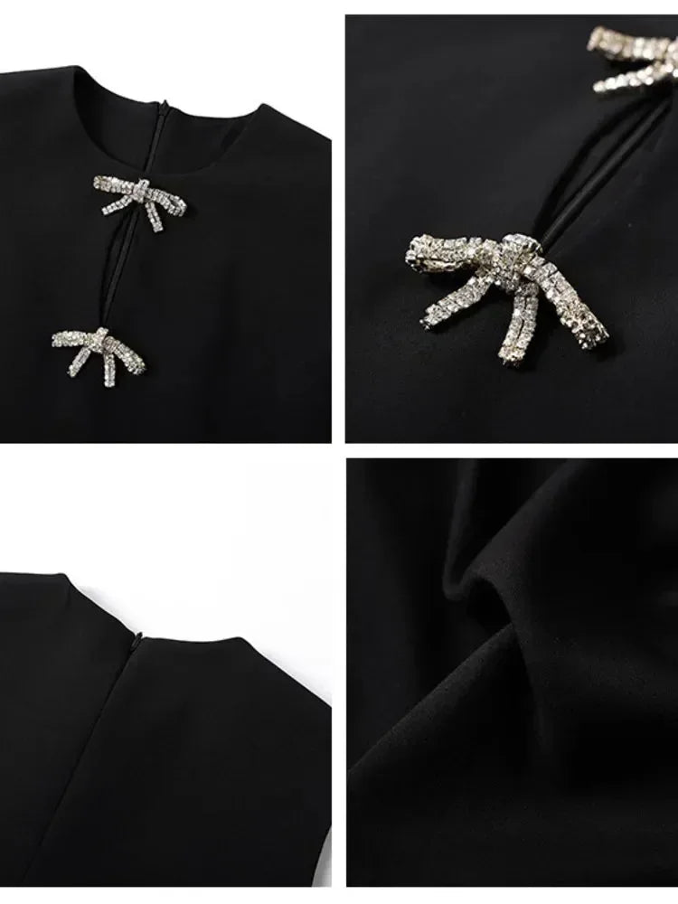 O-Neck Sleeveless Bow Beading Short Dress -Guocali