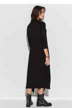Party Mini Dress – Long Sleeves, Draped Design, Black – Daydress | GUOCALI – view 2